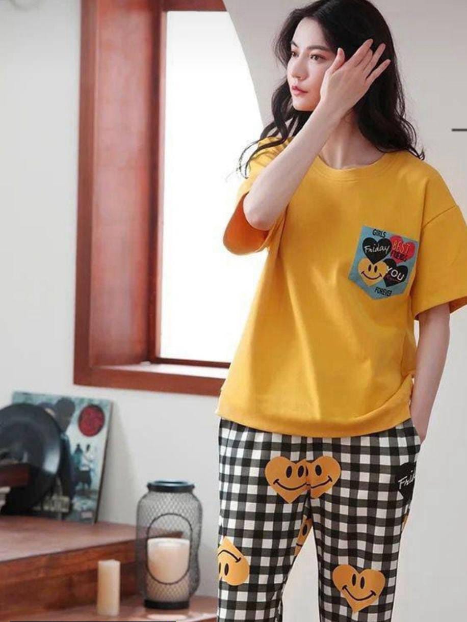 Summer pajamas women's pure cotton short-sleeved T Shirt breathable