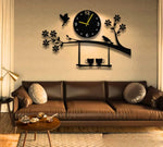 Tree branches with tea cup Wooden Wall Clock with Stars, BIG BUTTERFLY WALL CLOCK, 3D Self Adhesive Wall Clock