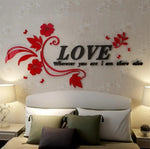 love Wall Sticker 3D DIY Creative Love Flower Decal Wall Art Decor for Room