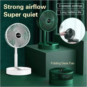 Folding Telescopic Floor Fan 3 Gears Summer Silent Desktop Retractable Fan for Office Bedroom School USB Ventilator (random color )