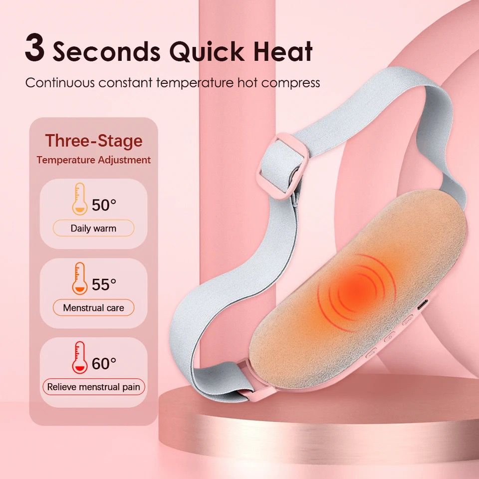 Electric Period Cramp Massager Vibrator Heating Belt for Menstrual Relief Pain Waist Stomach Warming Women Gift Box Packing(random color )