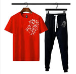 Red LION PRINTED TROUSER+T-SHIRTS TRACKSUIT